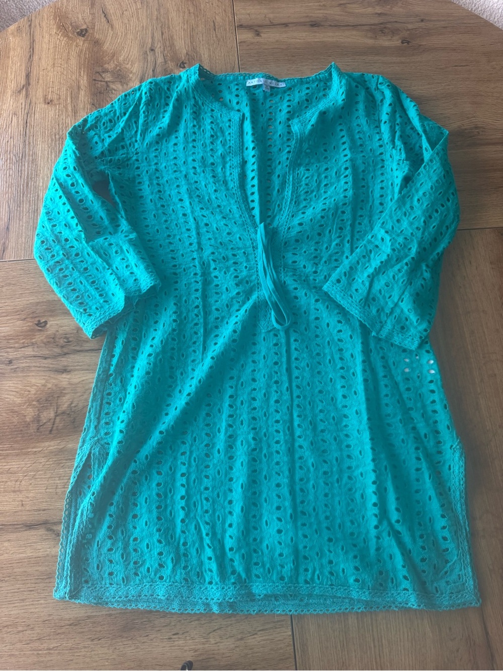 ANTONIO MELANI Teal Eyelet Tunic with Tie